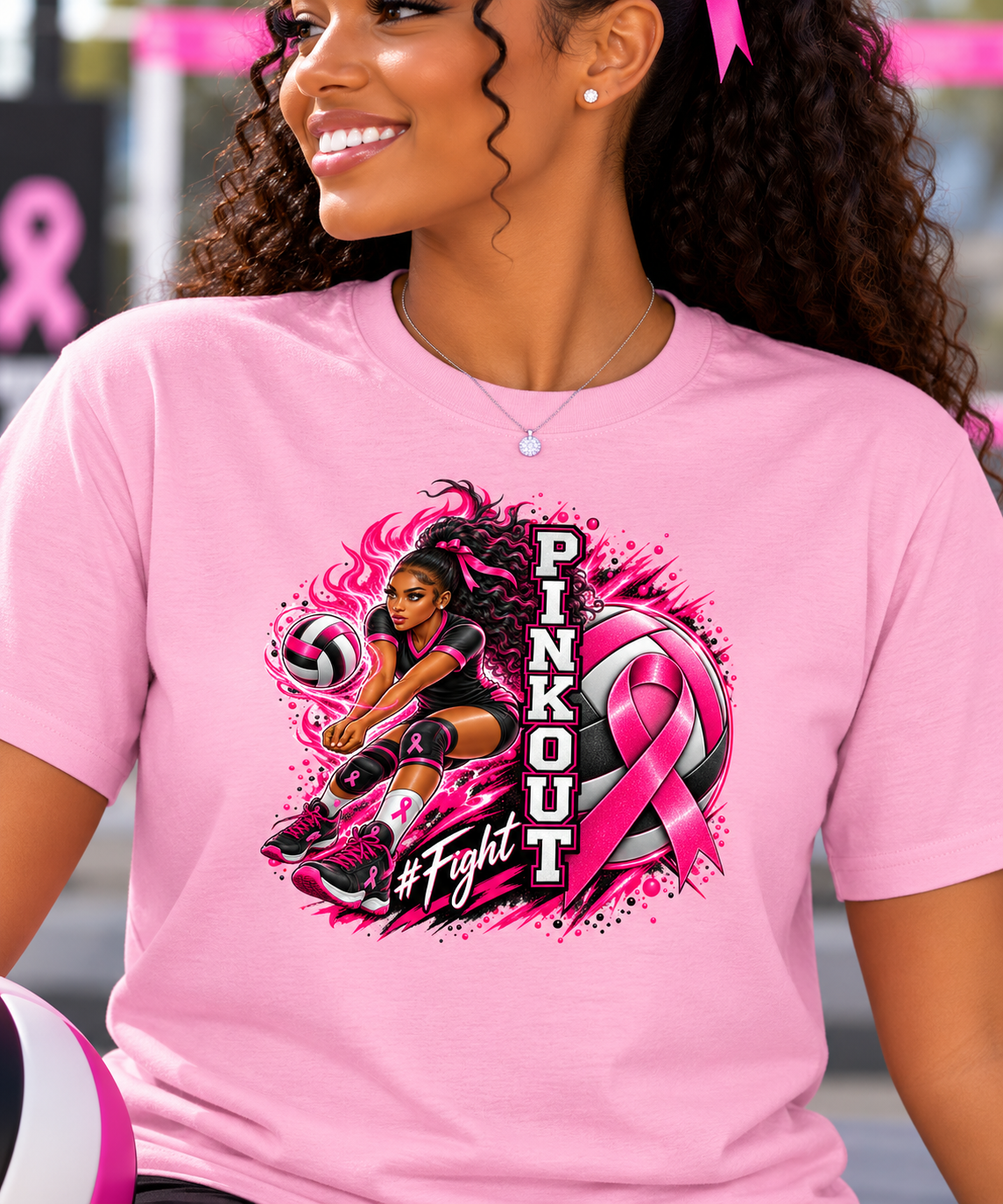 Pink Out Volleyball Tee - Breast Cancer Awareness - #Fight