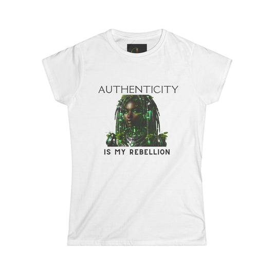 AUTHENTICITY IS MY REBELLION-White Softstyle Tee